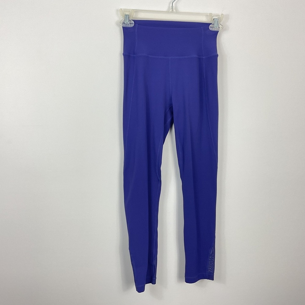 Stori Womens High Rise Mesh Panel Activewear Leggings Purple Size 4